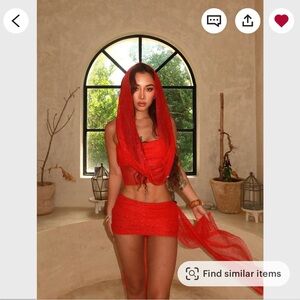 Red Sheer Two-Piece Set